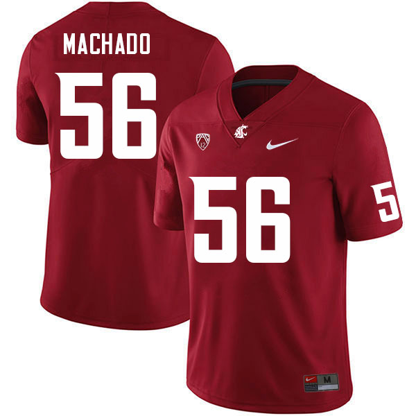 Men #56 Gauge Machado Washington State Cougars College Football Jerseys Sale-Crimson